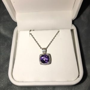 Silver Amethyst Necklace (February Birth Stone)